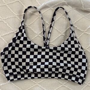 Checkered Black and White Women's sports bra